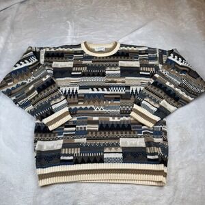 Vintage Tricots St. Raphael Sweater Mens Geometric Knit Pattern